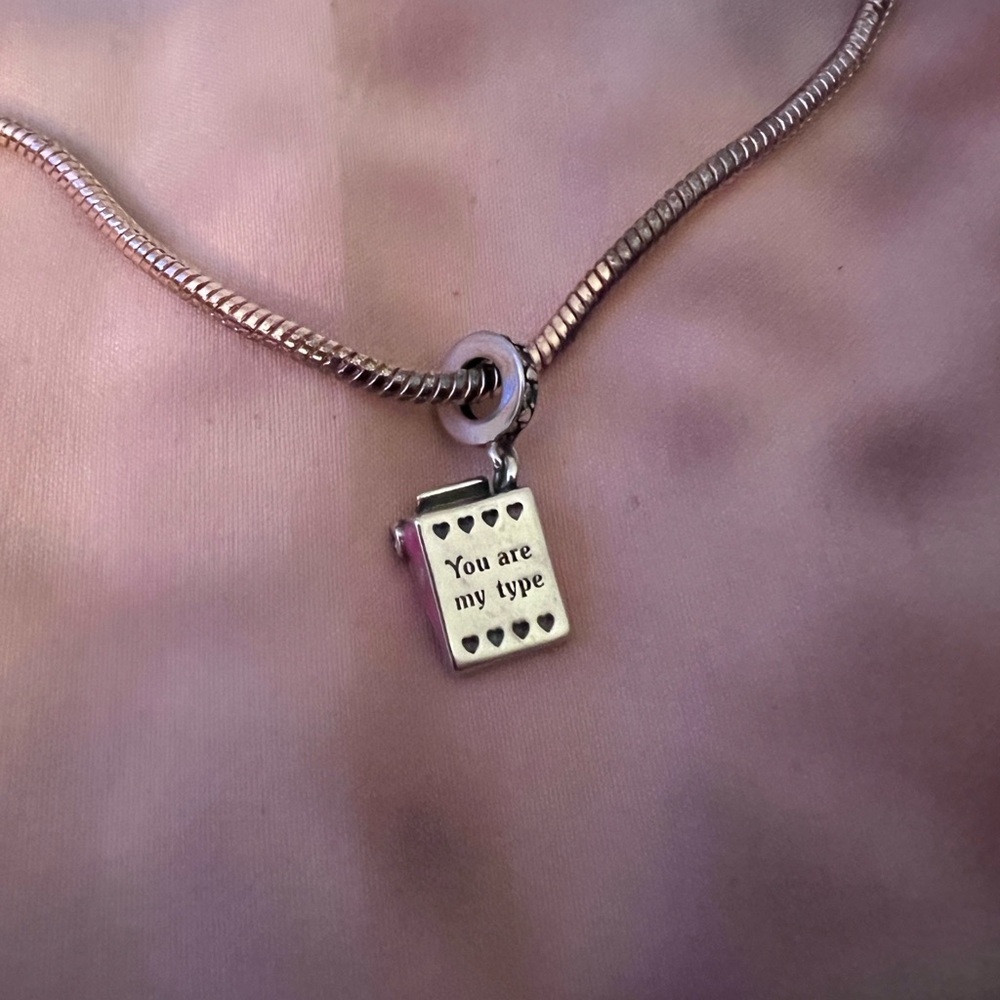 Silver & Pink Dangle Typewriter Charm "I love you forever" & "You Are My… - Picture 7 of 7